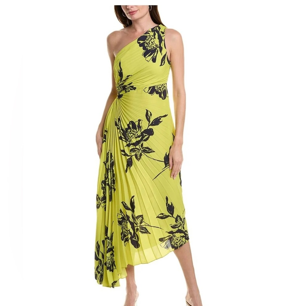 Nicole Miller Floral One-Shoulder Asymmetrical Dress